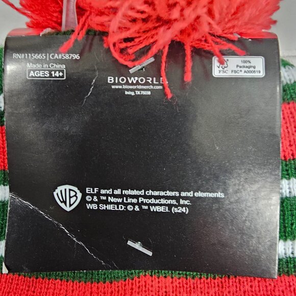 Elf Movie Men's Ugly Sweater Knit Beanie Hat 2 Pack Red & Green One Size NWT - Picture 5 of 5